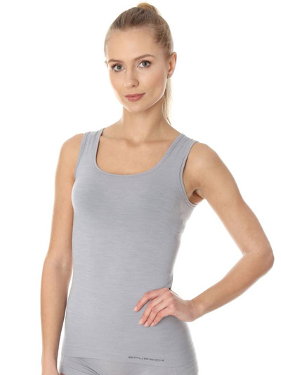 Koszulka damska na ramiączkach Brubeck merino COMFORT WOOL szary
