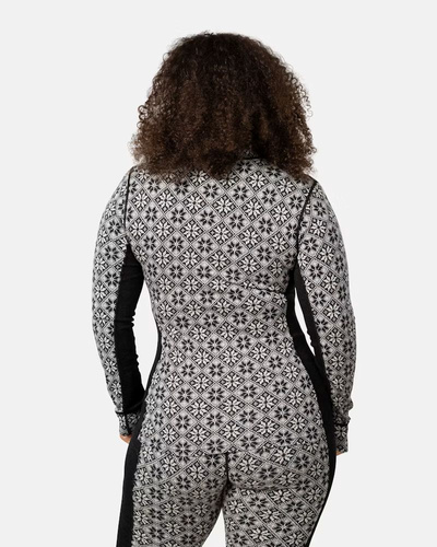 Koszulka damska z długim rękawem 240 merino KariTraa Rose Half Zip - czarny