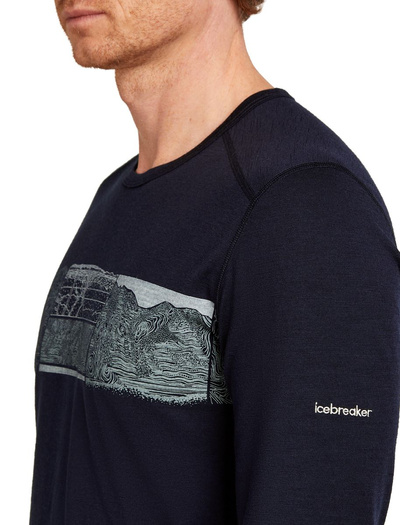 Koszulka męska z długim rękawem merino Icebreaker 200 Oasis LS Crewe Elevation Line