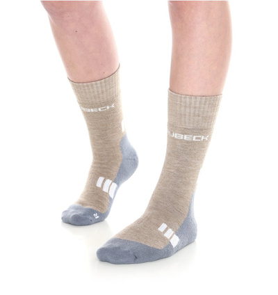Skarpety damskie merino Brubeck Trekking Light brązowy/szary