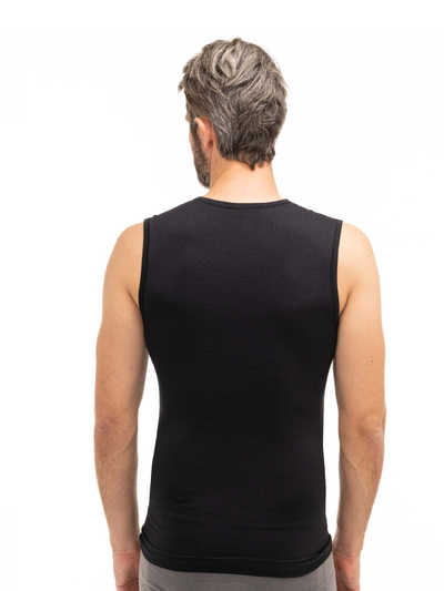 Koszulka męska bez rękawów merino Brubeck COMFORT WOOL czarny
