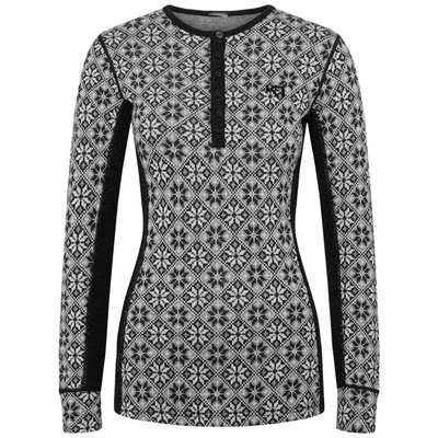 Koszulka damska z długim rękawem 240 merino KariTraa Rose Crew- czarny