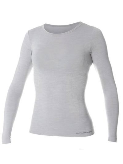 Koszulka damska z długim rękawem Brubeck merino COMFORT WOOL szary