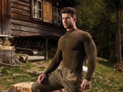 Koszulka męska z długim rękawem Brubeck RANGER Thermo khaki