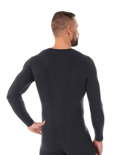 Koszulka męska z długim rękawem Brubeck merino COMFORT WOOL grafitowy