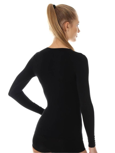 Koszulka damska z długim rękawem Brubeck COMFORT COTTON czarny