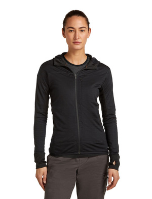 Damska bluza merino Icebreaker 300 RealFleece Descender LS Zip Hood
