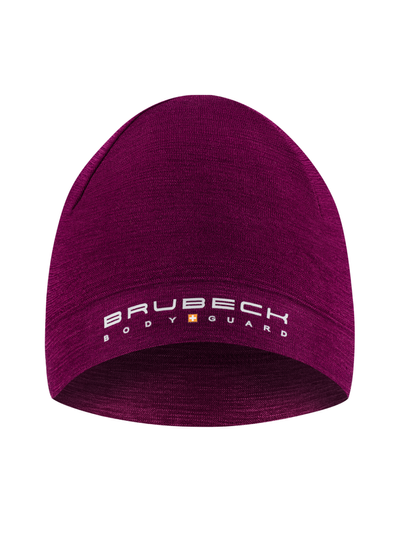 Czapka merino Brubeck dwuwarstwowa EXTREME WOOL śliwkowy 