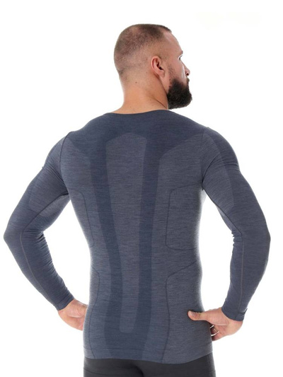 Koszulka męska z długim rękawem Brubeck merino COMFORT WOOL granatowy