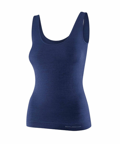 Koszulka damska na ramiączkach Brubeck COMFORT MERINO granatowy