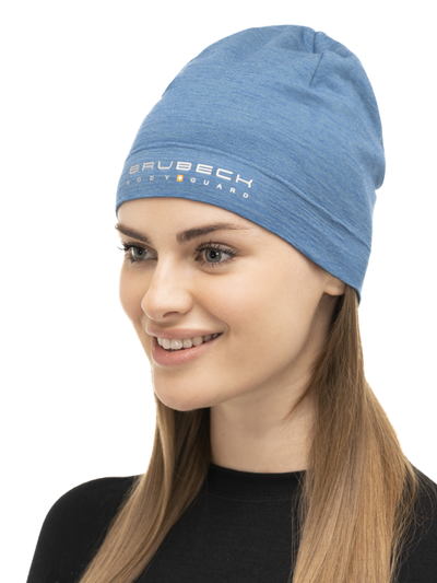 Czapka merino Brubeck dwuwarstwowa EXTREME WOOL jeansowy 