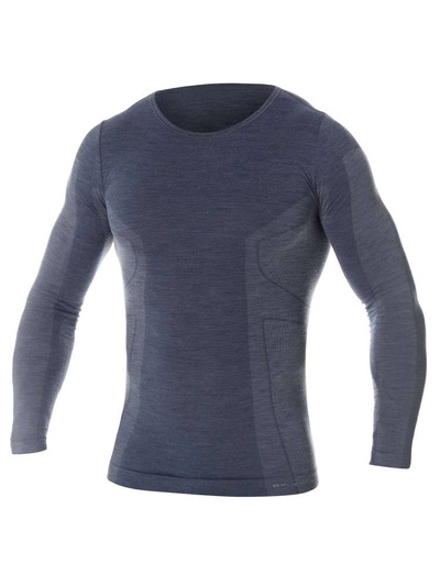 Koszulka męska z długim rękawem Brubeck merino COMFORT WOOL granatowy