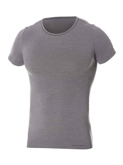 Koszulka męska z krótkim rękawem Brubeck merino COMFORT WOOL szary