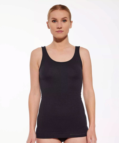 Koszulka damska na ramiączkach Brubeck COMFORT MERINO czarny