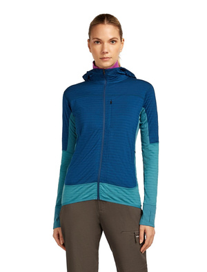 Damska bluza merino Icebreaker 300 RealFleece Descender LS Zip Hood