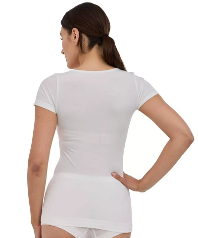 Koszulka damska z krótkim rękawem COMFORT MERINO kremowy