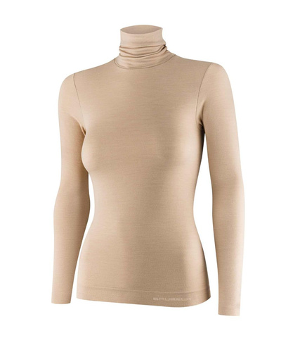Koszulka damska z golfem Brubeck merino COMFORT WOOL czarny