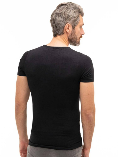 Koszulka męska z krótkim rękawem Brubeck merino COMFORT WOOL czarny