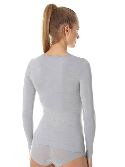 Koszulka damska z długim rękawem Brubeck merino COMFORT WOOL szary