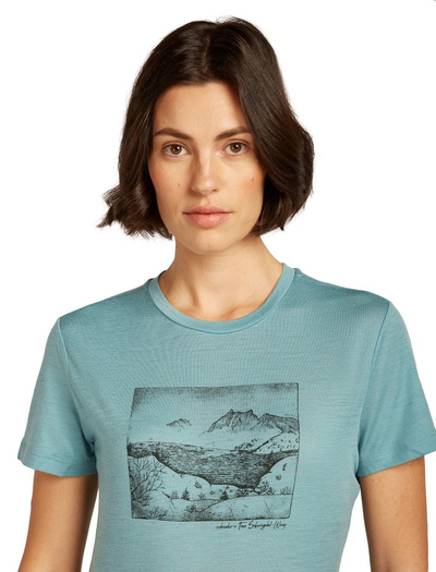 Koszulka damska z krótkim rękawem merino Icebreaker 150 Tech Lite III SS Tee Lake View