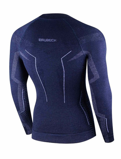 Koszulka męska z długim rękawem Brubeck EXTREME MERINO WOOL granatowy