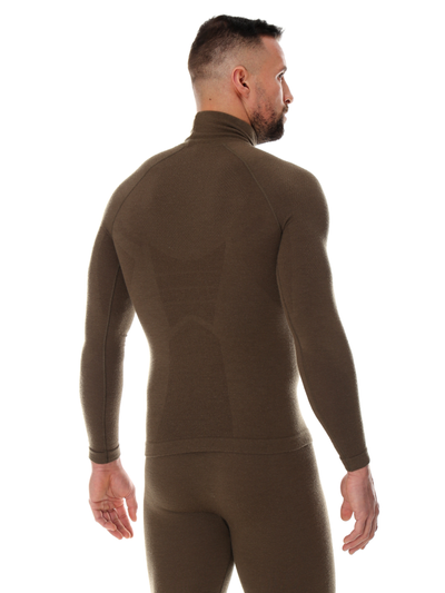 Koszulka męska z długim rękawem merino Brubeck RANGER WOOL khaki