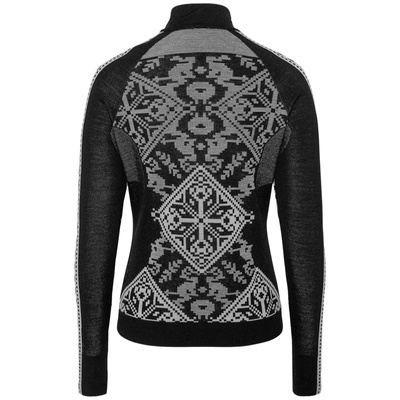 Koszulka damska z długim rękawem merino KariTraa Saga Half Zip - czarny