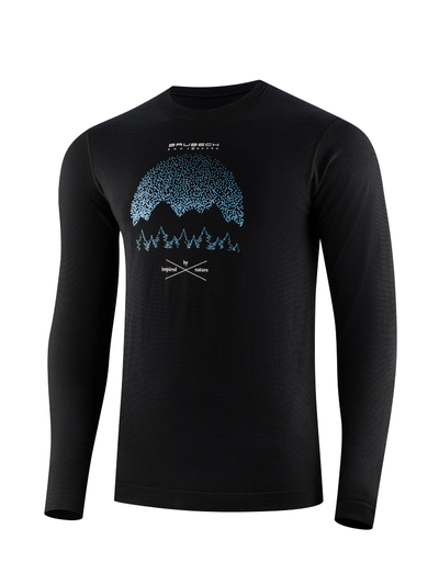Koszulka męska z długim rękawem Brubeck OUTDOOR WOOL PRO czarny