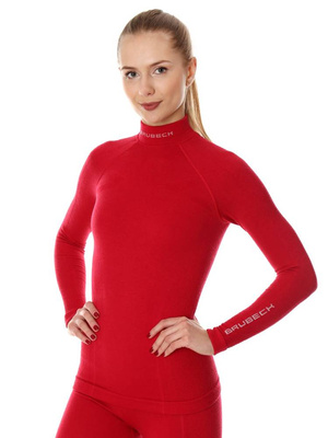 Koszulka damska z długim rękawem Brubeck EXTREME MERINO malinowy