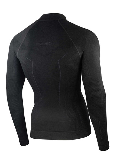 Koszulka męska z długim rękawem Brubeck  EXTREME MERINO WOOL ZIP czarny 
