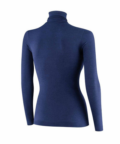 Koszulka damska z golfem Brubeck merino COMFORT WOOL czarny