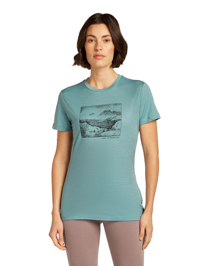 Koszulka damska z krótkim rękawem merino Icebreaker 150 Tech Lite III SS Tee Lake View
