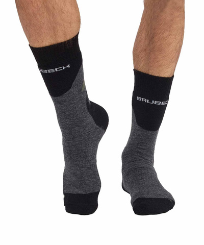 Skarpety męskie merino Brubeck Trekking Merino grafitowy/khaki