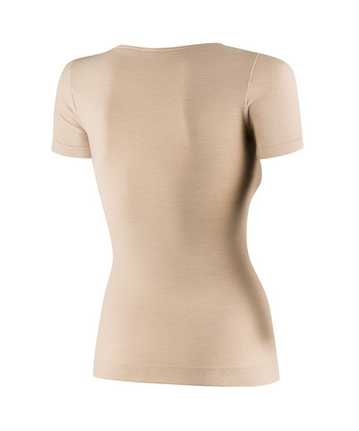 Koszulka damska z krótkim rękawem COMFORT MERINO beżowy