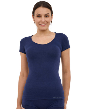 Koszulka damska z krótkim rękawem COMFORT MERINO granatowy