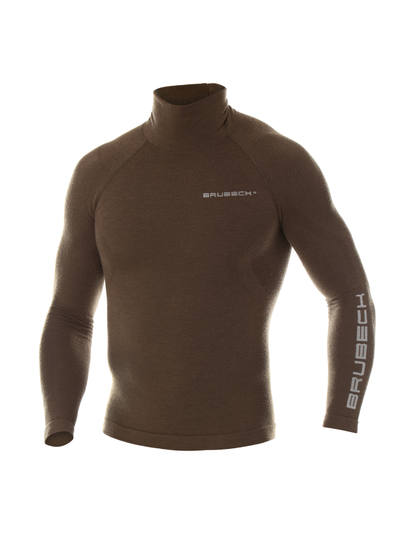 Koszulka męska z długim rękawem merino Brubeck RANGER WOOL khaki
