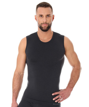 Koszulka męska bez rękawów merino Brubeck COMFORT WOOL czarny