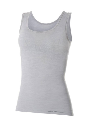 Koszulka damska na ramiączkach Brubeck merino COMFORT WOOL szary