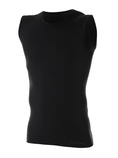 Koszulka męska bez rękawów merino Brubeck COMFORT WOOL czarny
