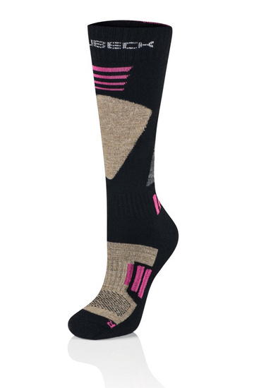 Skarpety damskie merino Brubeck Ski Force czarny/różowy