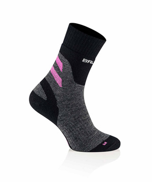 Skarpety damskie merino Brubeck Trekking Merino grafitowy/fuksjowy
