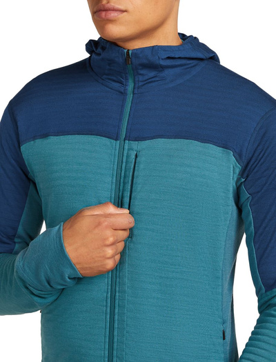 Bluza męska z kapturem merino Icebreaker 300 RealFleece Descender LS Zip