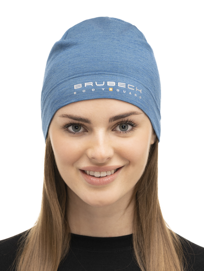 Czapka merino Brubeck dwuwarstwowa EXTREME WOOL jeansowy 