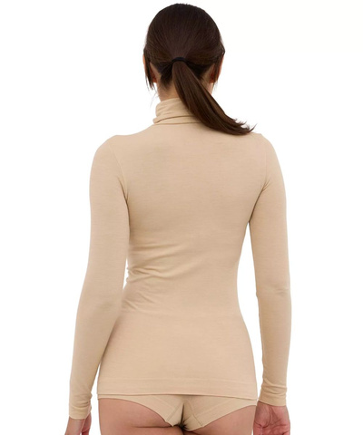 Koszulka damska z golfem Brubeck merino COMFORT WOOL czarny
