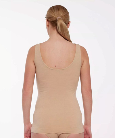 Koszulka damska na ramiączkach Brubeck COMFORT MERINO beżowy