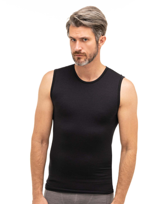 Koszulka męska bez rękawów merino Brubeck COMFORT WOOL czarny