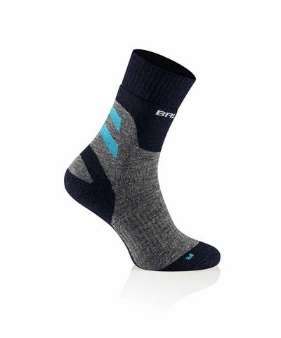 Skarpety damskie merino Brubeck Trekking Merino szary/turkusowy
