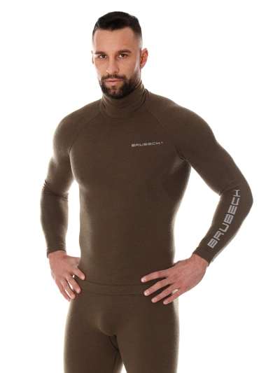 Koszulka męska z długim rękawem merino Brubeck RANGER WOOL khaki