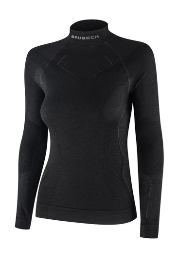 Koszulka damska z długim rękawem Brubeck EXTREME MERINO WOOL czarny 