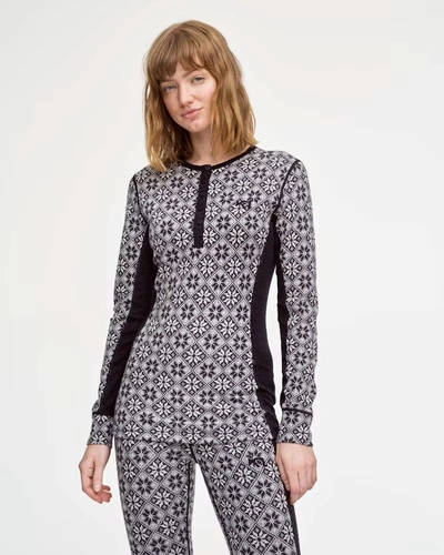 Koszulka damska z długim rękawem 240 merino KariTraa Rose Crew- czarny